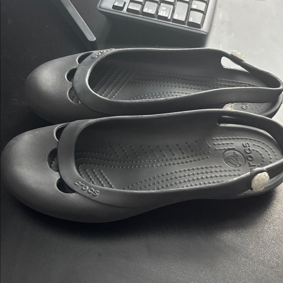 Crocs Jayna Ballet Flats Women's Size 9 Black Cutout Slip On Slingback - Picture 2 of 6